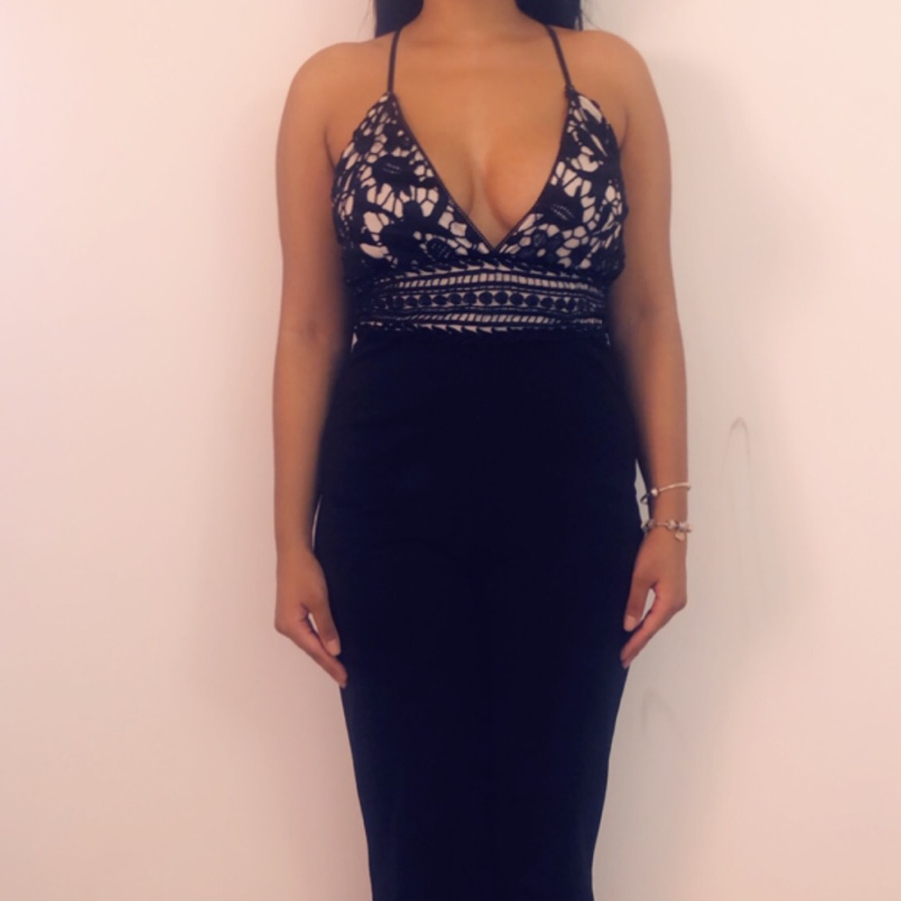 Black and white floral jumpsuit